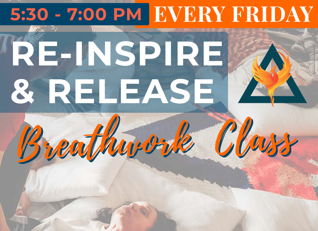 Schedule graphic for the Intro to Breathwork group class held every Wednesday evening at PRANAYAMA Studios in Mystic, CT.